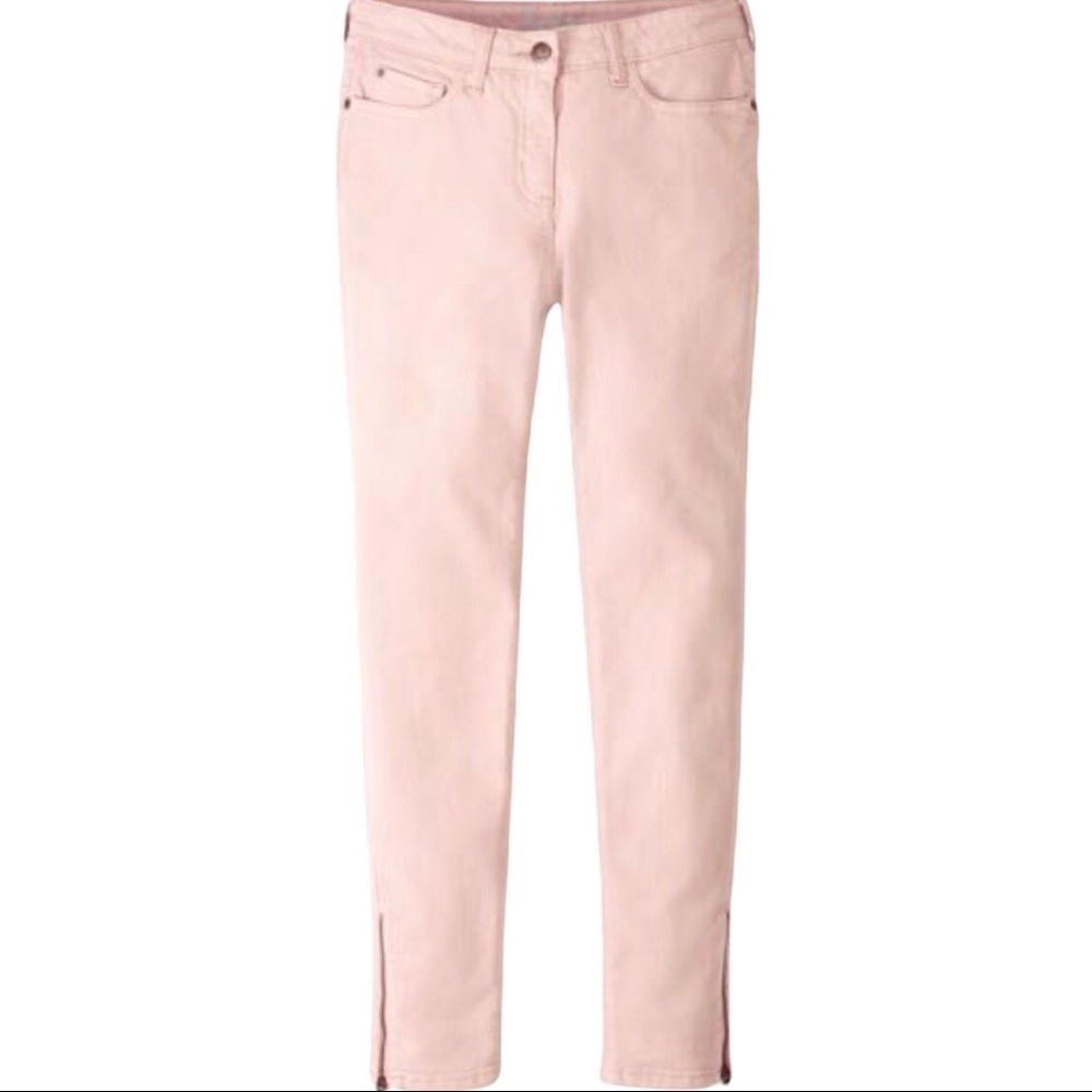 Boden Zip Ankle Skimmer Jeans Size 8 Long Pink Peach WC145